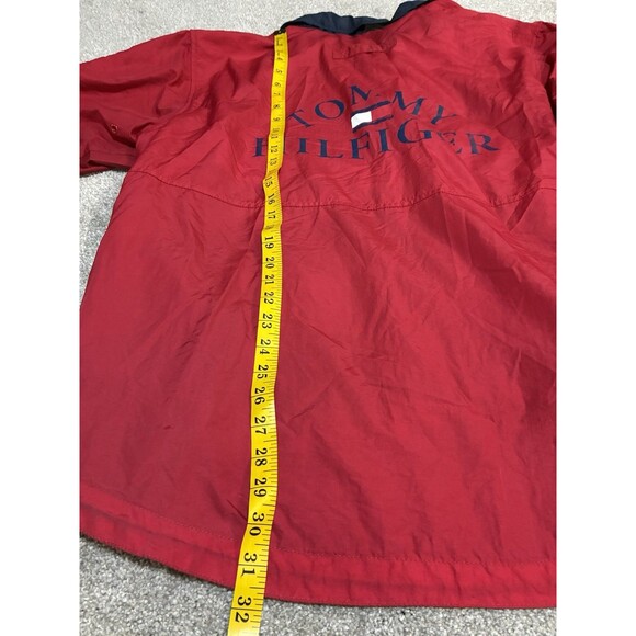 Vintage Tommy Hilfiger Red Sailing Jacket XL Flag Spellout Nylon Windbreaker - Picture 13 of 14